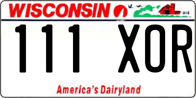 WI license plate 111XOR