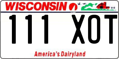WI license plate 111XOT