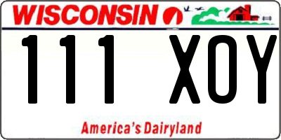 WI license plate 111XOY