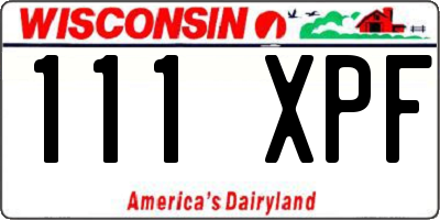 WI license plate 111XPF
