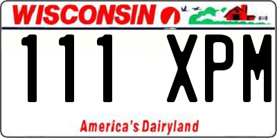 WI license plate 111XPM