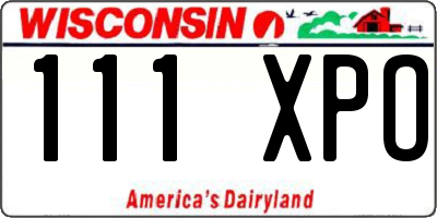 WI license plate 111XPO