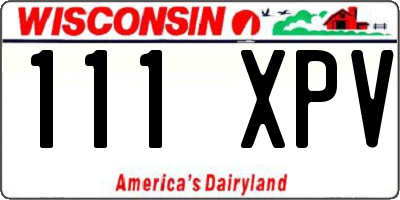 WI license plate 111XPV