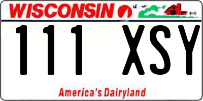 WI license plate 111XSY