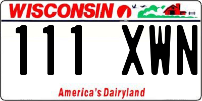 WI license plate 111XWN