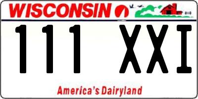 WI license plate 111XXI