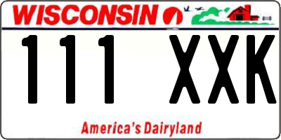 WI license plate 111XXK