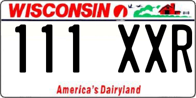WI license plate 111XXR