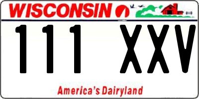 WI license plate 111XXV
