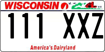 WI license plate 111XXZ