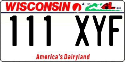 WI license plate 111XYF