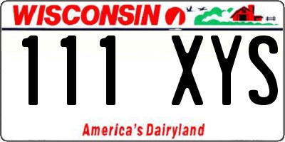 WI license plate 111XYS