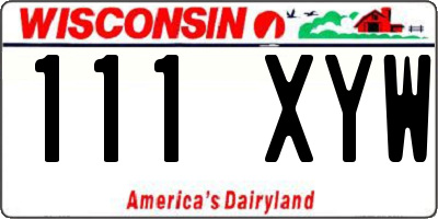 WI license plate 111XYW
