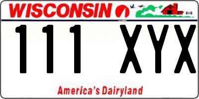 WI license plate 111XYX