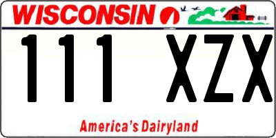 WI license plate 111XZX