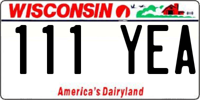 WI license plate 111YEA