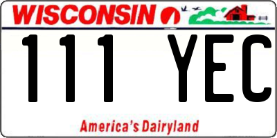 WI license plate 111YEC