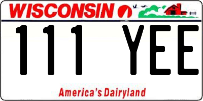 WI license plate 111YEE