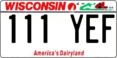 WI license plate 111YEF
