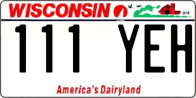 WI license plate 111YEH