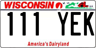 WI license plate 111YEK