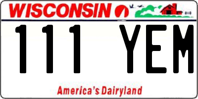 WI license plate 111YEM