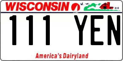 WI license plate 111YEN