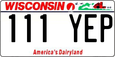WI license plate 111YEP