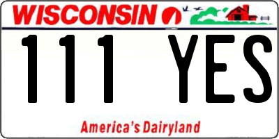 WI license plate 111YES