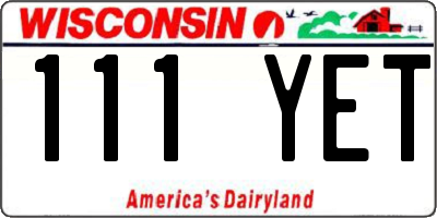 WI license plate 111YET