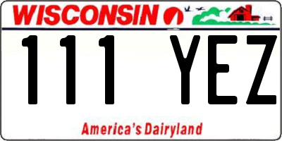 WI license plate 111YEZ