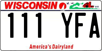 WI license plate 111YFA