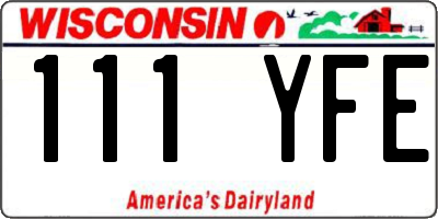 WI license plate 111YFE