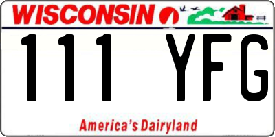 WI license plate 111YFG