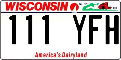 WI license plate 111YFH