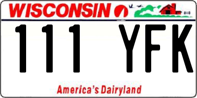 WI license plate 111YFK