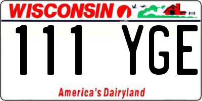 WI license plate 111YGE