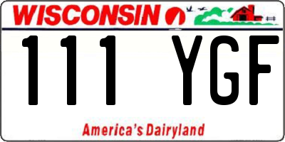 WI license plate 111YGF
