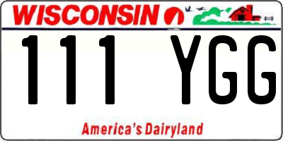 WI license plate 111YGG