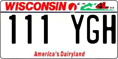 WI license plate 111YGH