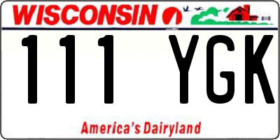WI license plate 111YGK
