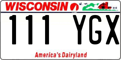 WI license plate 111YGX