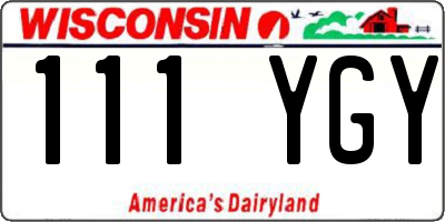 WI license plate 111YGY