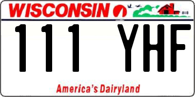 WI license plate 111YHF