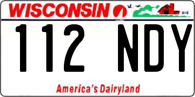 WI license plate 112NDY