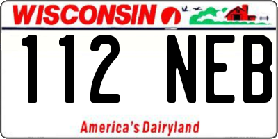 WI license plate 112NEB