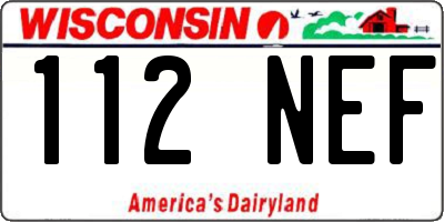 WI license plate 112NEF