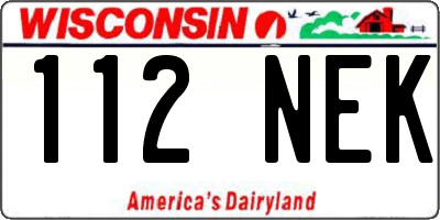 WI license plate 112NEK