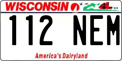 WI license plate 112NEM