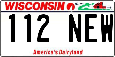 WI license plate 112NEW